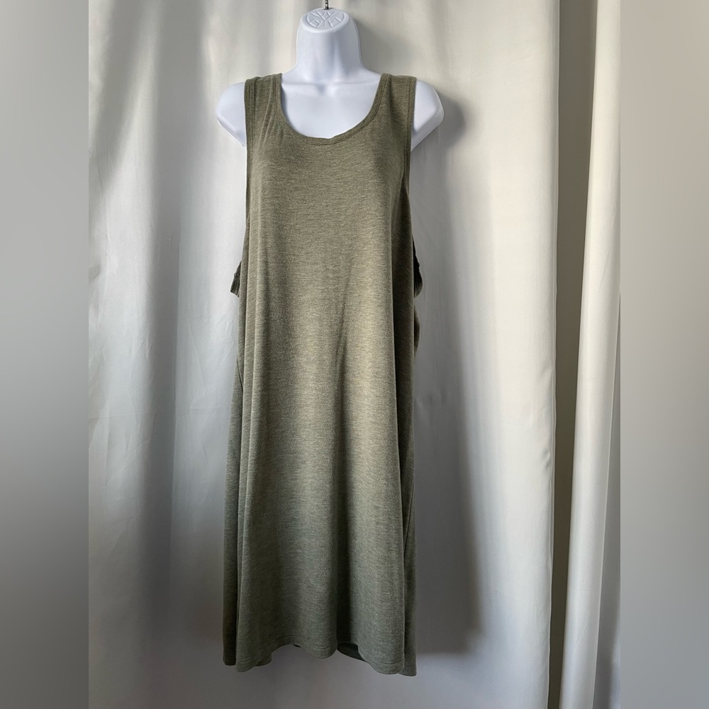 Reitmans Olive Green Sleeveless Asymmetrical Knit Dress